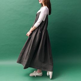 [Natural Garden] MADE N Pintuck Half Open Linen Dress_High-quality material, luxurious mother-of-pearl button, pintuck & shirring_ Made in KOREA